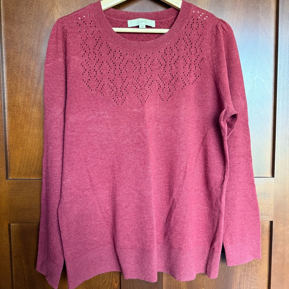 Women’s Deep Orange Loft Wool Blend Sweater Size Large